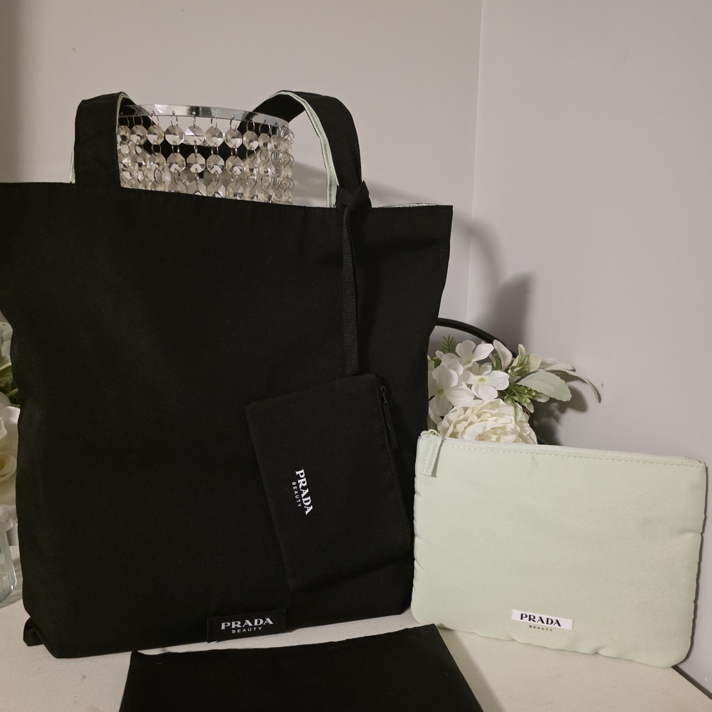 Prada Black and Cream Women's Tote Bag Set